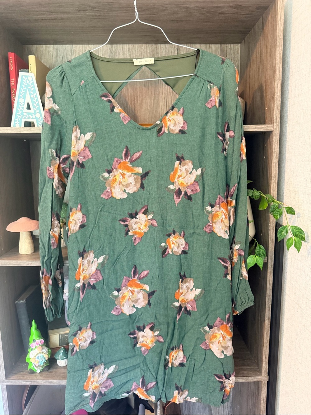 Crescent Olive Green Top with Keyhole Back